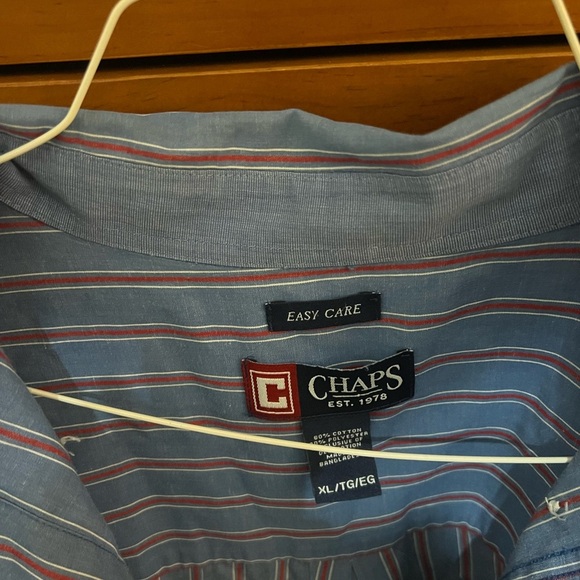 Chaps Easy Care Men's Shirt Size XL Blue, Orange White Stripe. - Picture 3 of 3
